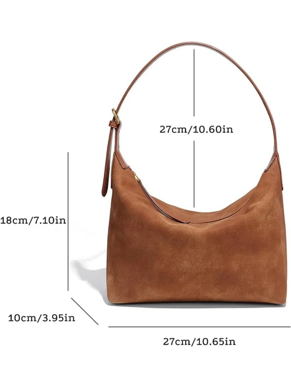Vintage Suede Hobo Bag for Women | Lightweight Crossbody Purse with 2 Straps